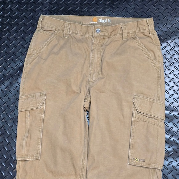 Carhartt Force Relaxed Fit Cargo Pants Mens 36x36 Tan Ripstop Work Trousers - Picture 6 of 13